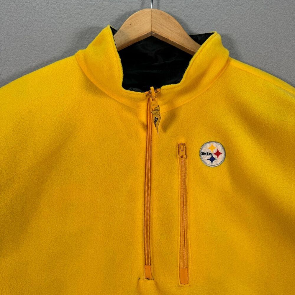 Pittsburgh Steelers Reversible Jacket‎ Mens Large Black Yellow NFL Team Apparel - Picture 8 of 15